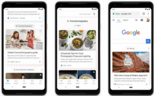 谷歌移動(dòng)端頁面增加Discover新功能